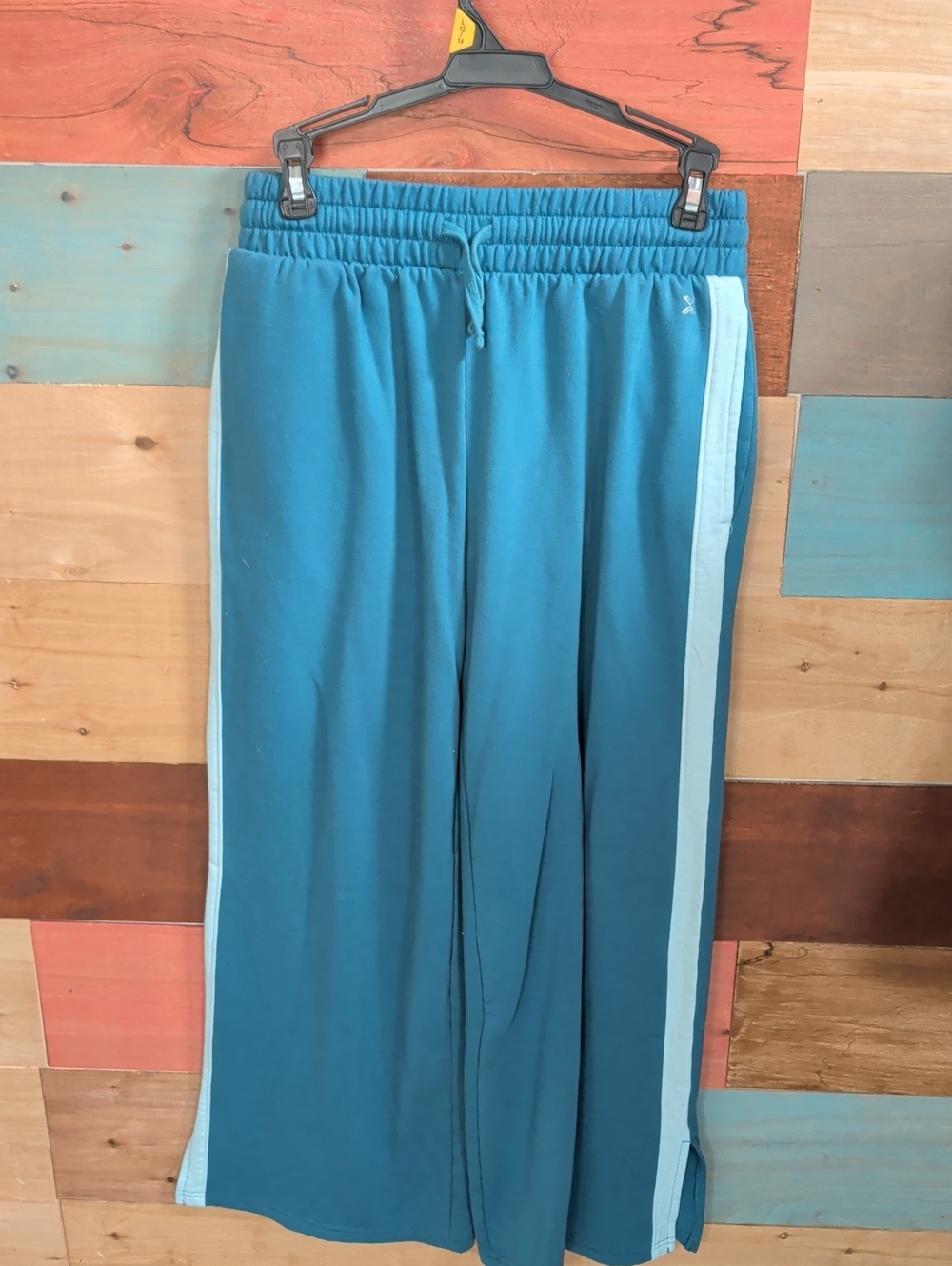 Xersion Teal Wide-Leg Track Pants with Pale Teal Side Stripe